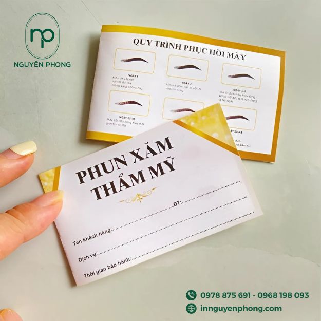 in thẻ bảo hành phun xăm theo yêu cầu